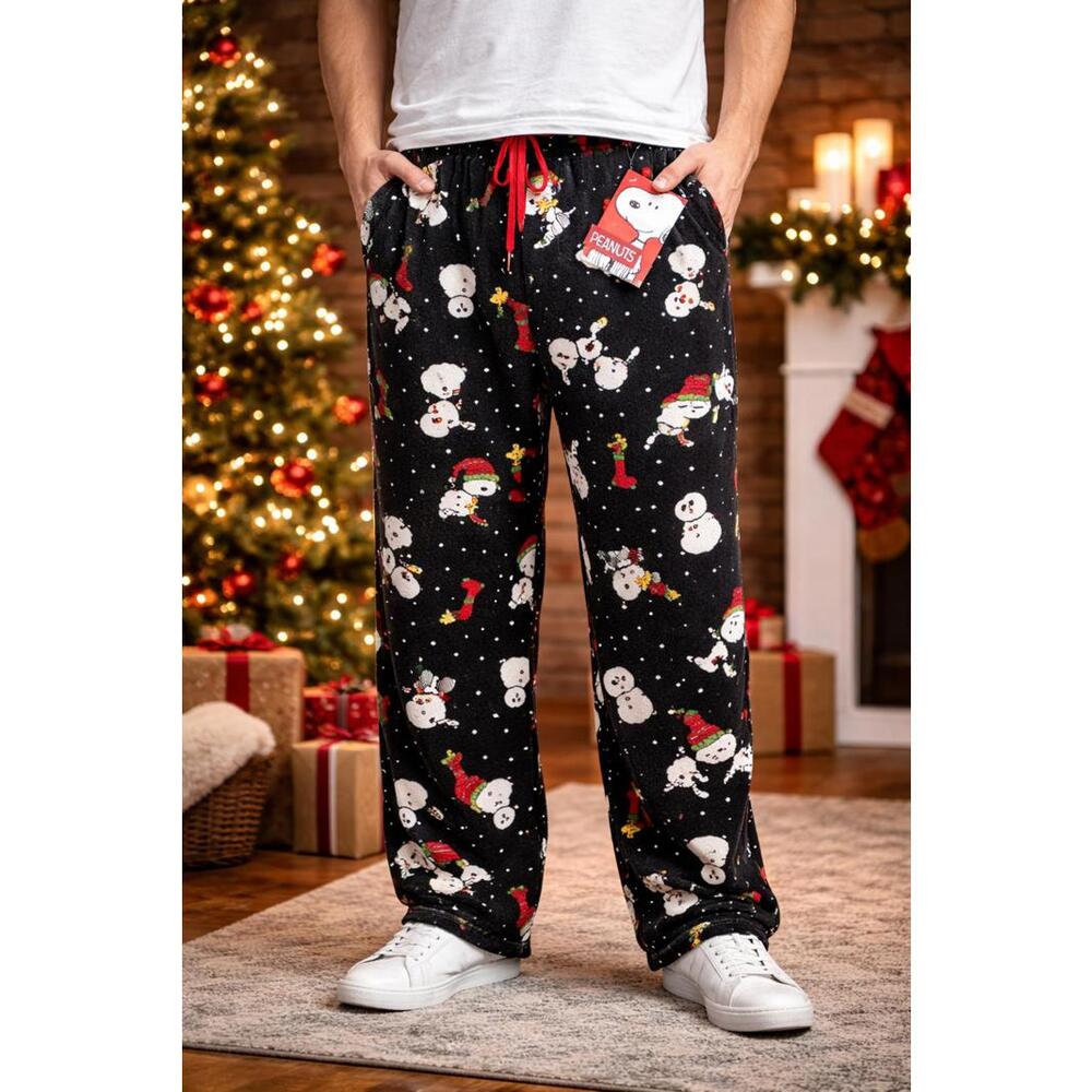 Peanuts Snoopy Christmas Pajama Pants Men’s Large Holiday Lounge Pants NWT